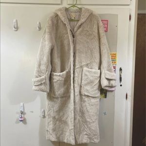 H&M long faux fur hooded coat